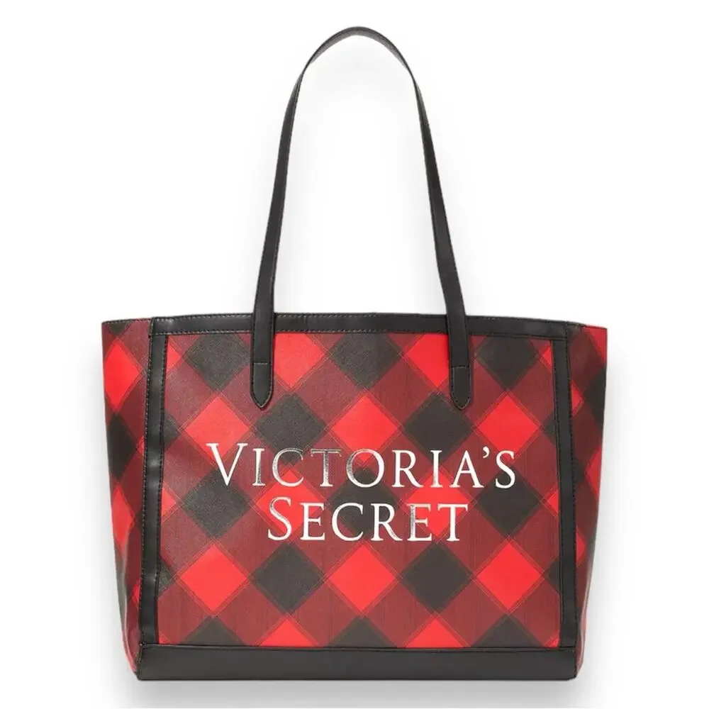 Victoria’s Secret Plaid Carryall Tote Red Black
